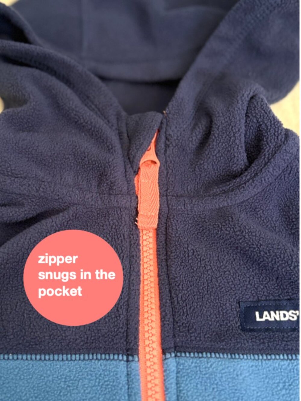 4/$29 Lands End Kids fleece jacket size 5 Navy/Blue Print full zip hoodie - Picture 5 of 9